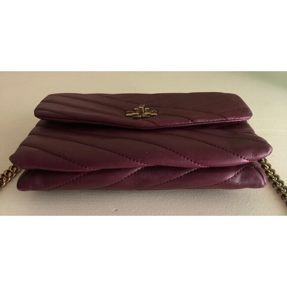 TORY BURCH Quilted Kira Chevron Shoulder Crossbody Bag Bordeaux - Picture 8 of 12